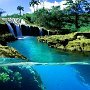 View of the semi-submerged cataract. Hawaii.
