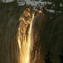 Each year in February, the sun's angle is such that Horsetail Falls waterfall lights like fire. Yosemite, USA